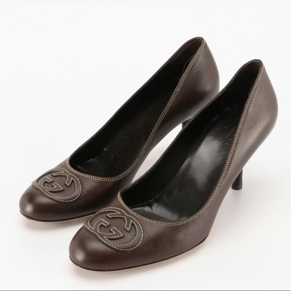 Gucci Brown Leather Heels Classic Pumps